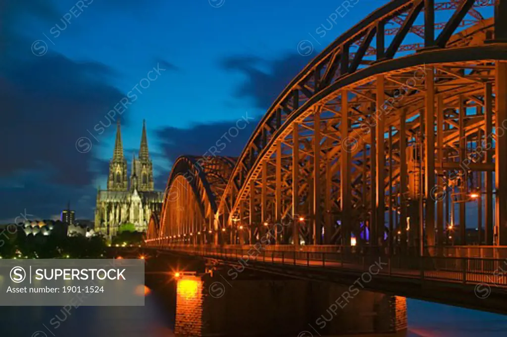 Cologne skyline at twilight Germany