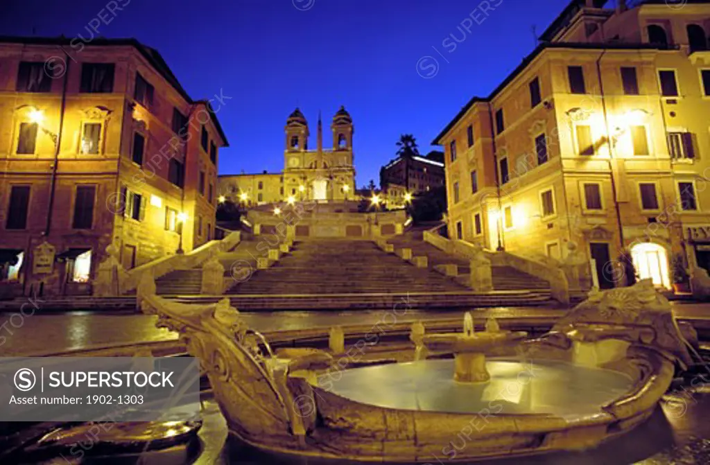 Italy Rome view of the Spanish Steps at dawn