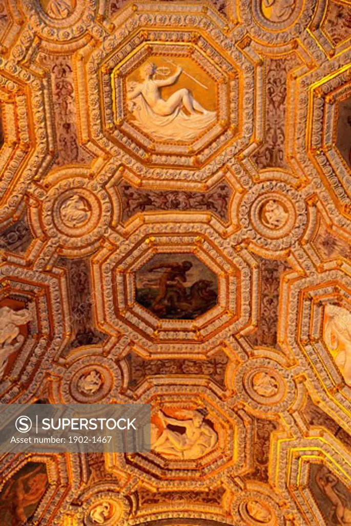 Italy Venice The Doges Palace Palazzo Ducale detail of ceiling