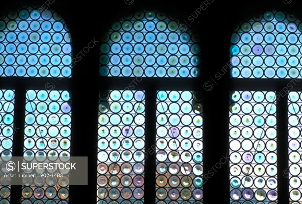 Italy Venice The Doges Palace Palazzo Ducale detail of windows with stained Venetian glass