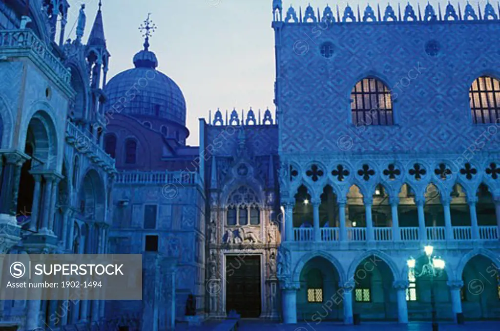 Italy Venice The Doges Palace Palazzo Ducale and Basilica San Marco Porta della Carta