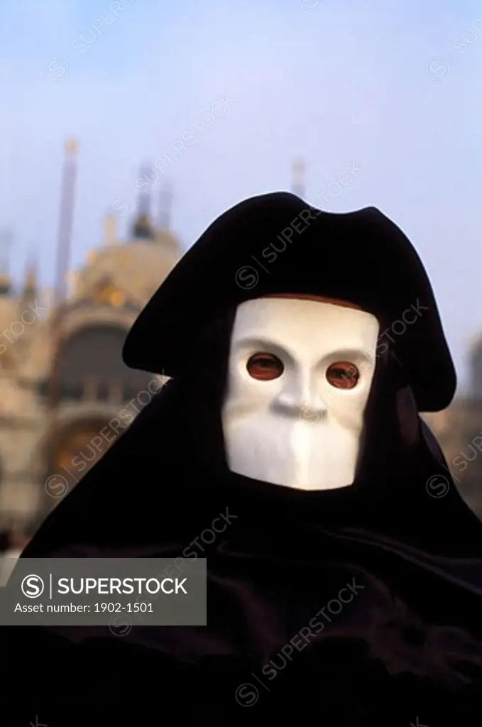 Italy Venice Piazza San MarcoCarnevale Carnival masked reveler
