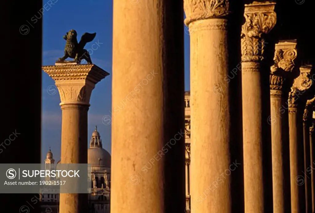 Italy Venice Column of San Marco and Santa Maria della Salute