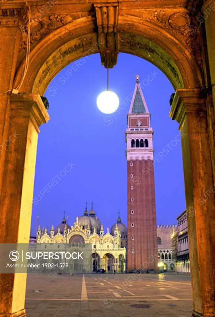 Italy Venice Arch with view of Campanile San MarcoBasilica San Marco and Piazza San Marco