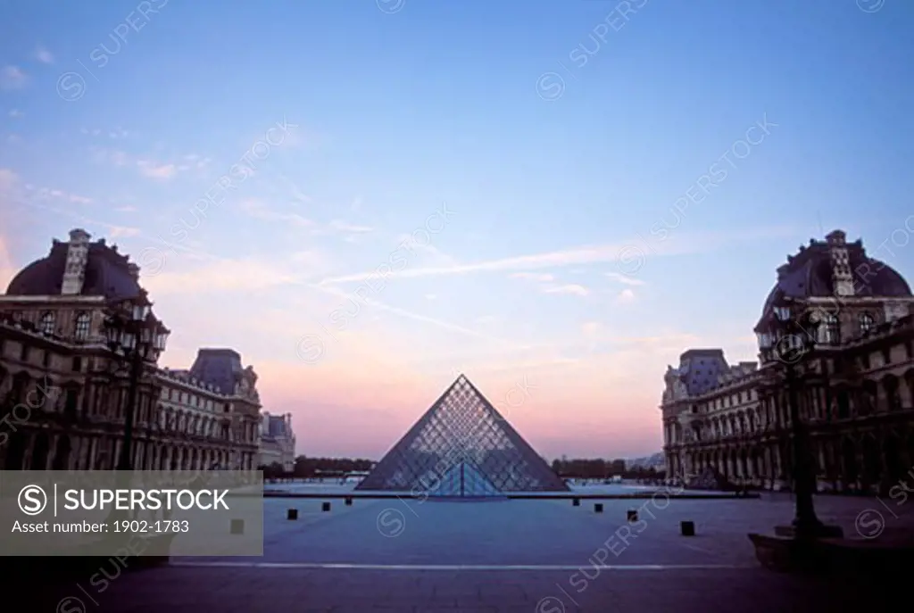 France Paris The Louvre and Pyramid by I M Pei