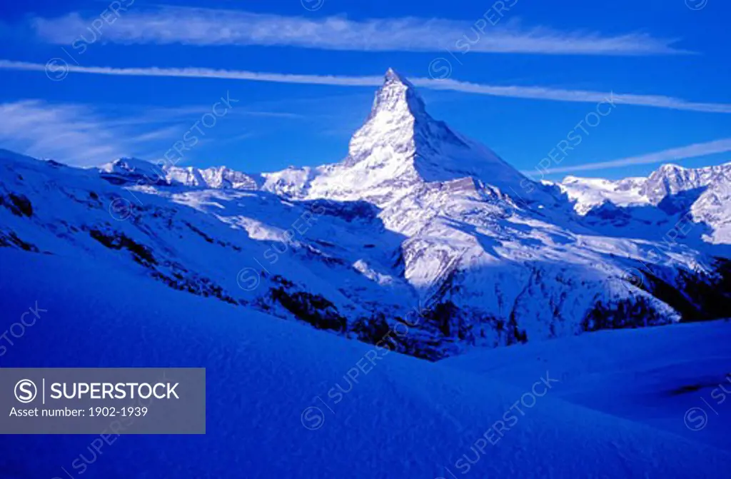Switzerland Zermatt the Matterhorn in winter
