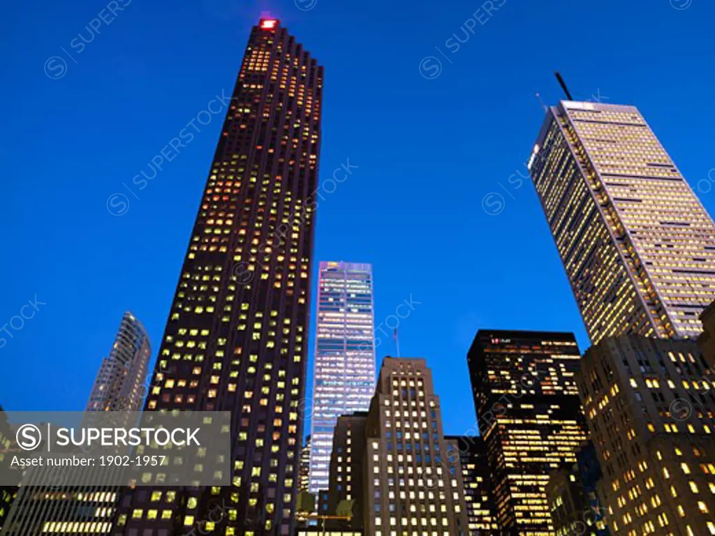 Canada Ontario Toronto financial district at dusk