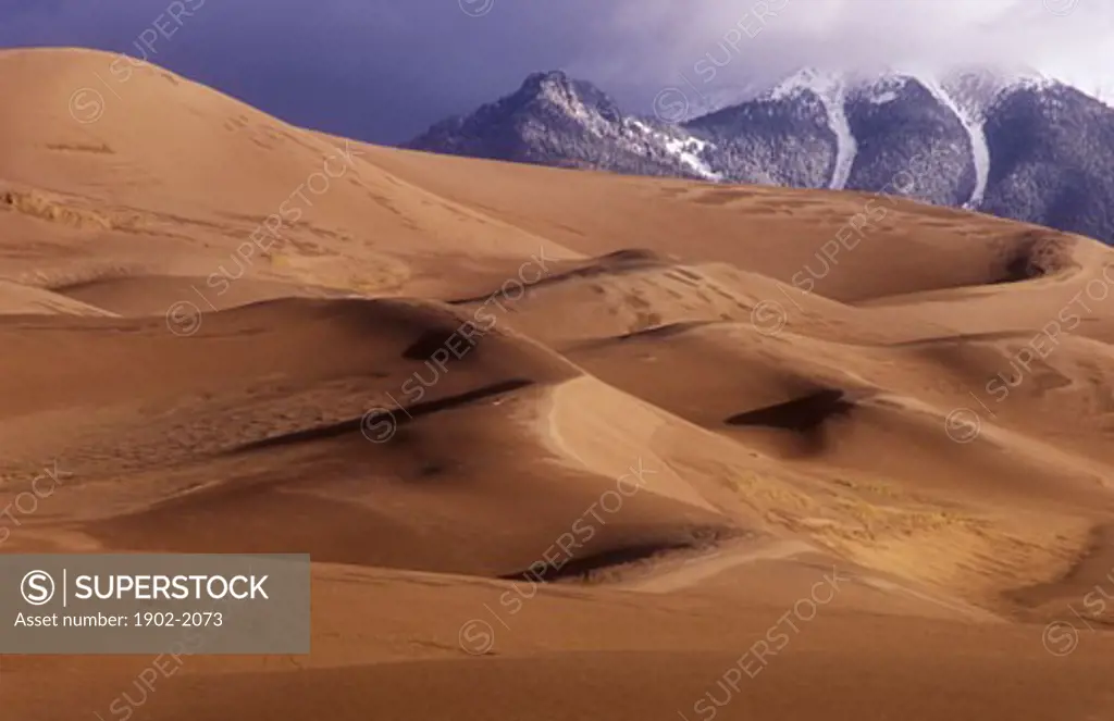 USA Colorado Great Sand Dunes National Park dunes with Sangre de Cristo Mountains
