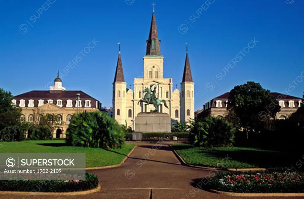 USA Louisiana New Orleans Saint Louis Cathedral Jackson Square and Cabildo