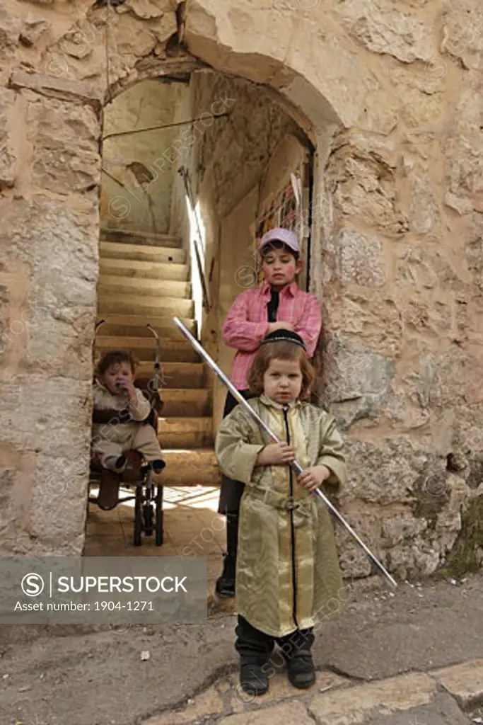 children in Purim costume Jerusalem