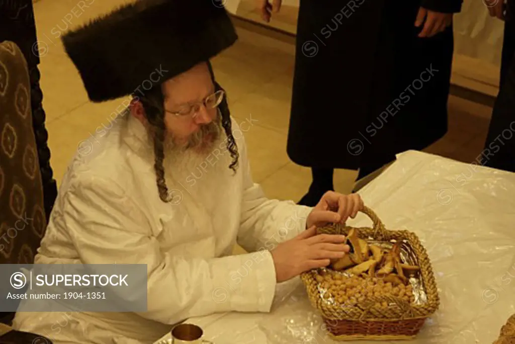 Purim feast at the Premishlan congregation Bnei Brak Israel