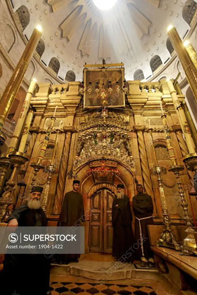Edicule at the center of the Rotunda in the Church of the Holy Sepulchre