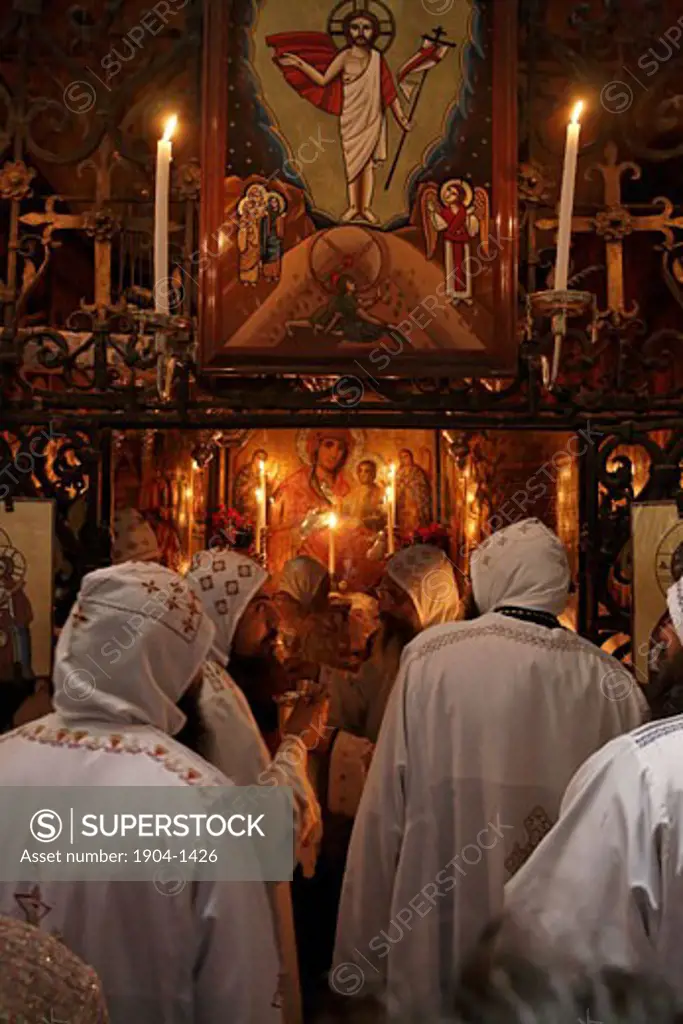 ceremony at the Coptic Orthodox Chapel in the Church of the Holy Sepulchre