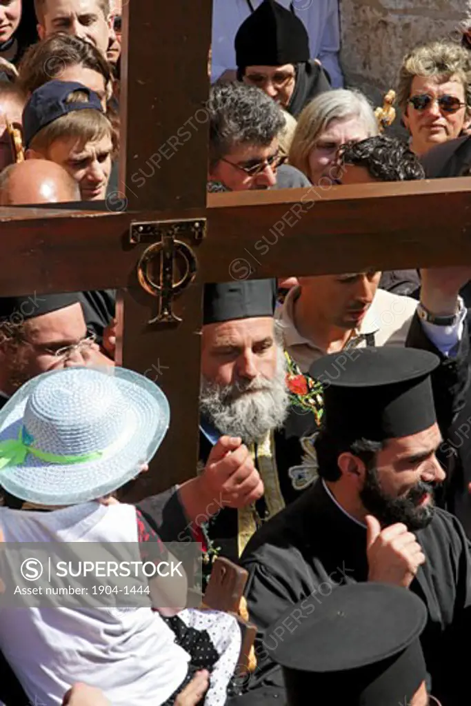 Greek Orthodox Patriarch Irineos carrying the Cross