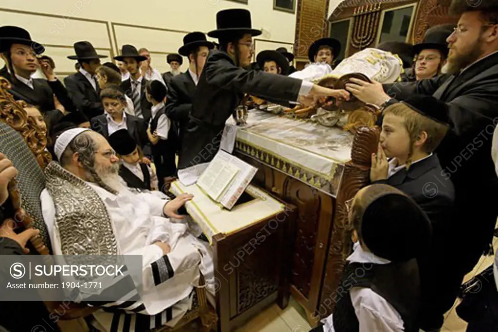 Simchat Torah celebration at the Premishlan congregation