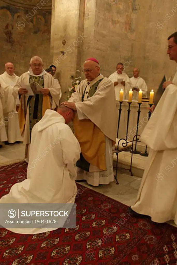 Latin Patriarch conducting the Ordination ceremony of Brother Olivier