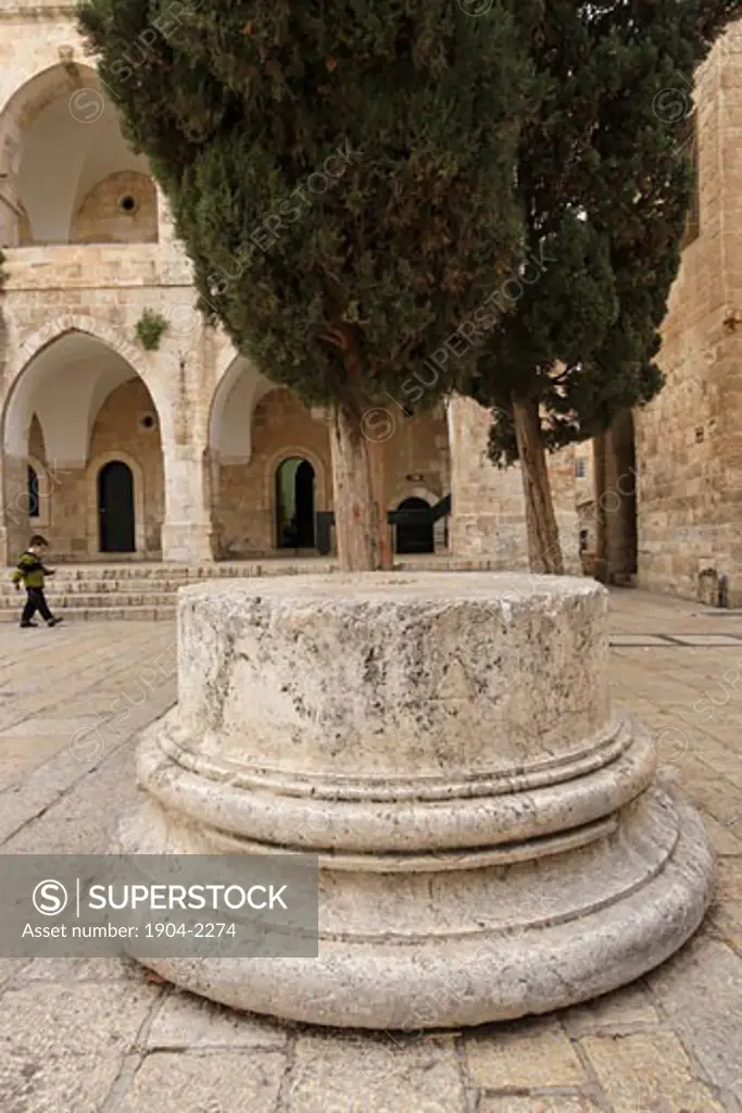 A Roman column base Batei Makhase Square Jerusalem