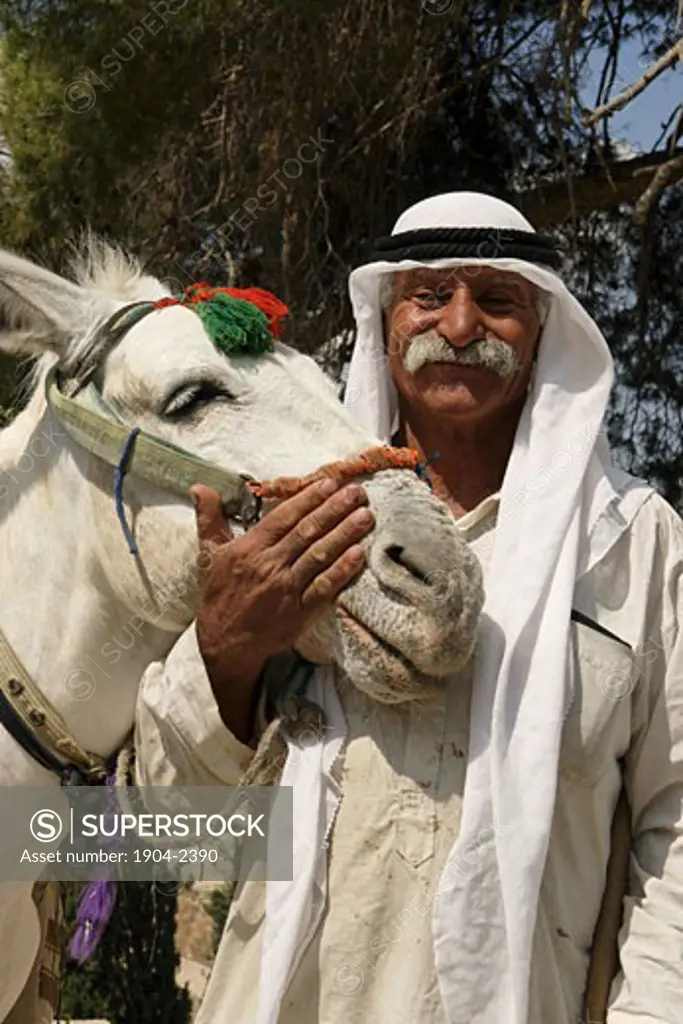 Arab man and a donkey Jerusalem