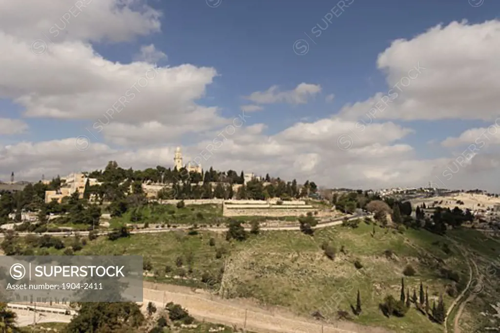 Dormition Abbey on Mount Zion overlooking Hinnom valley