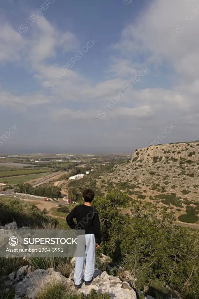 Wadi Oren and road 721 and Carmel coast as seen from Etzba cave