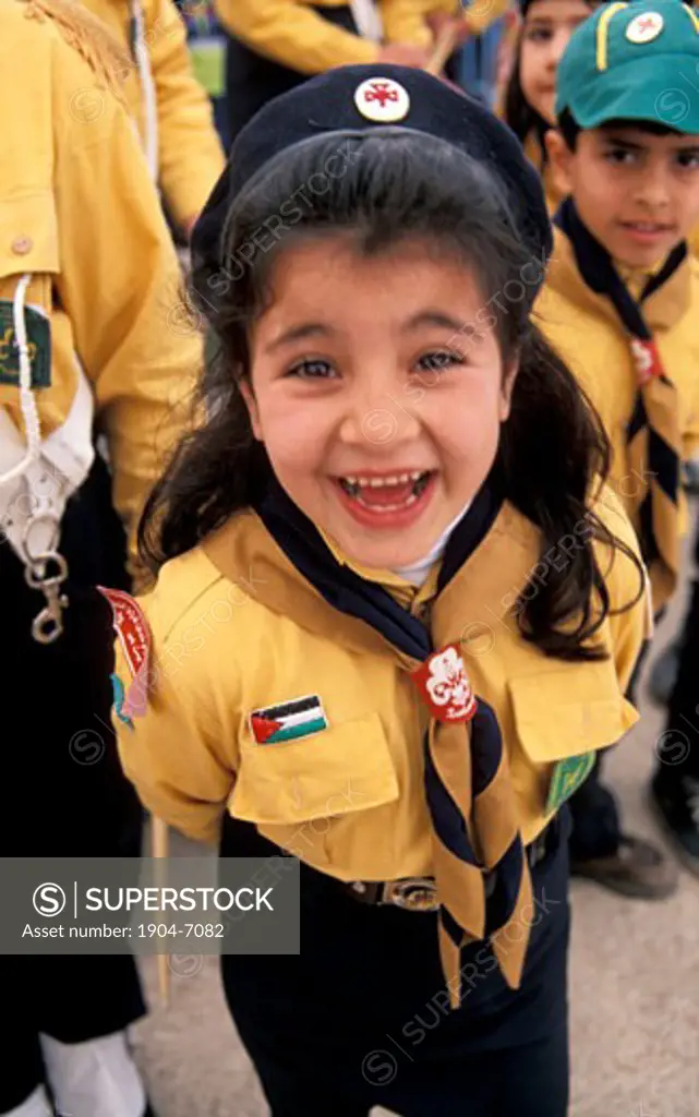 Bethlehem a Palestinian girl scout at the Christmas procession