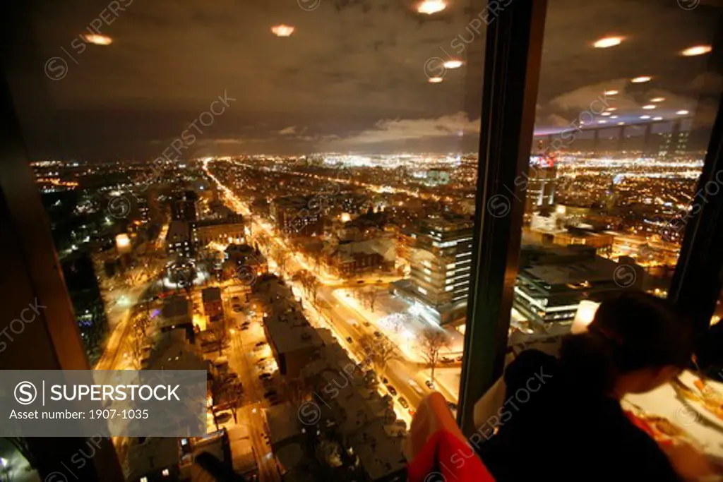 Panoramic sightseeing on Quebec City from the restaurant of the Loews Concorde in the city center Quebec