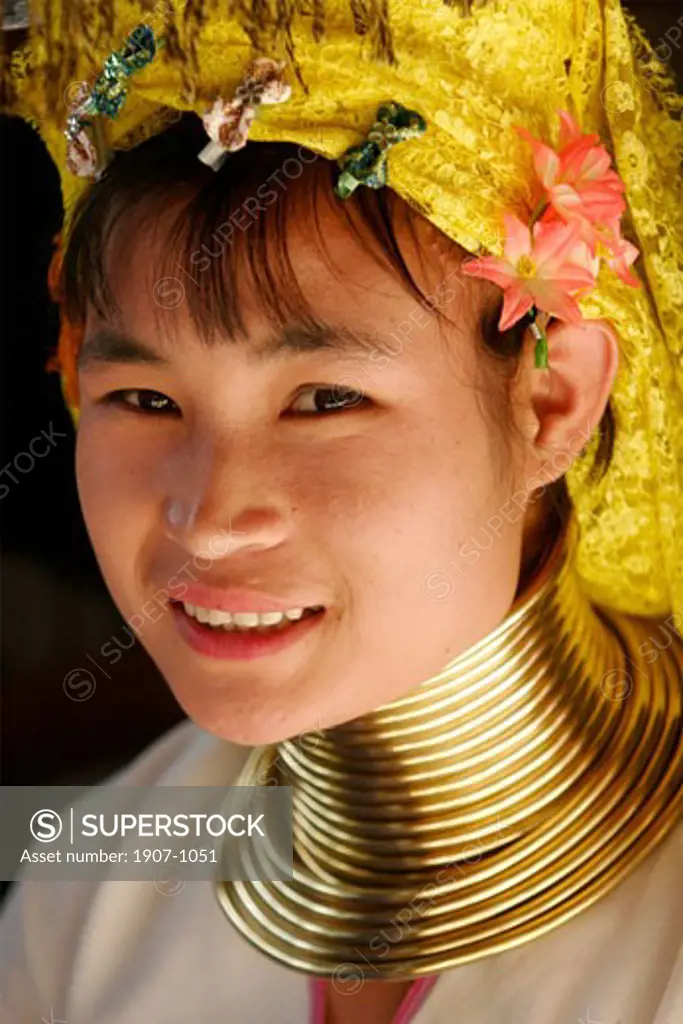 One Padong girl in the area of Doi Tung  in the Golden Triangle