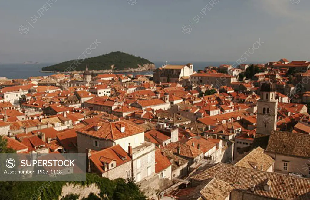 Dubrovnik  downtown seen from the backroad  along the mountain