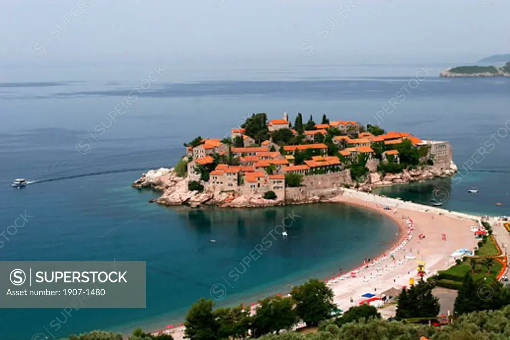 The island hotel of Sveti Stefan