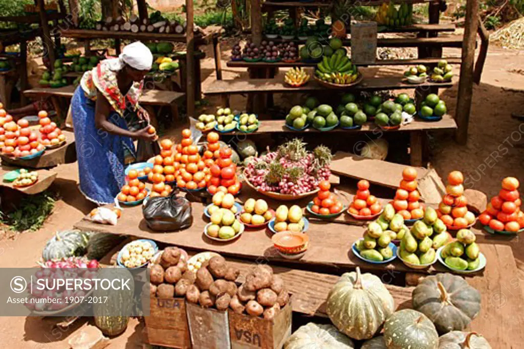 Some fruits and vegetables on the Bukanga market  west of Uganda
