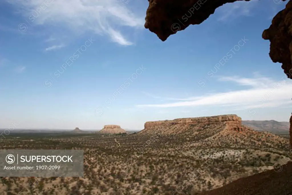 Close to Kaokoland  the flat mountains country  north of the country  looks like Monument valley