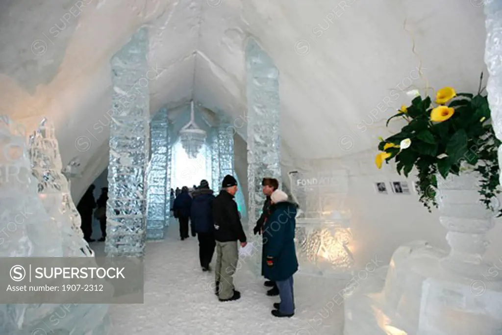 The entrance of the ice hotel of Sainte-Catherine Quebec