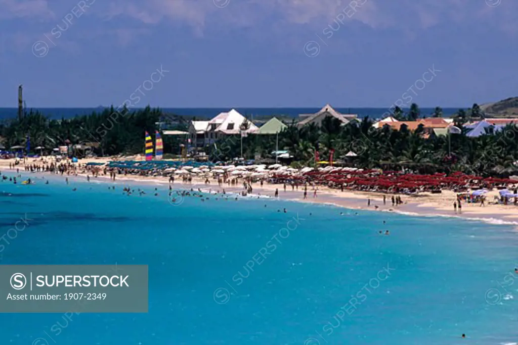Orient bay beach on the east side of Saint-Martin French Antilles