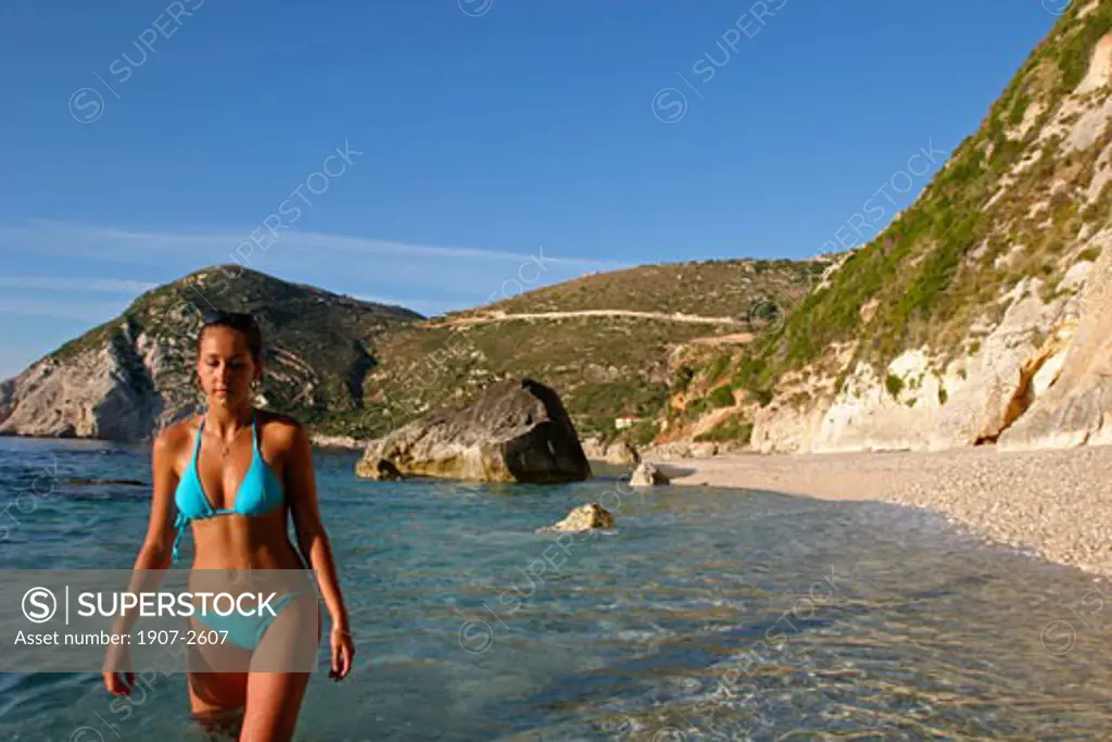 The Petani beach on the west coast of Cephalonia  Ionian archipel  Greece