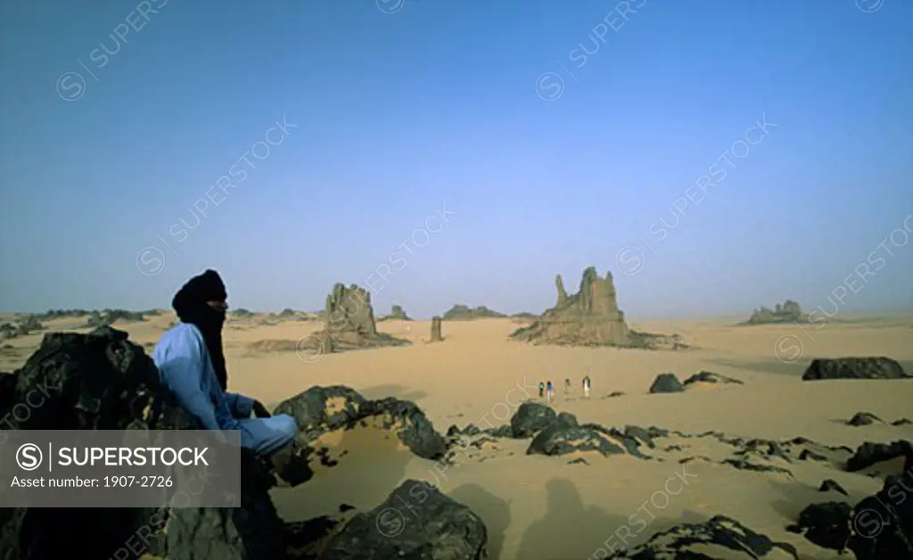 A Touareg in the tassilis of the Hoggar Tin Akachaker south of Algerian desert
