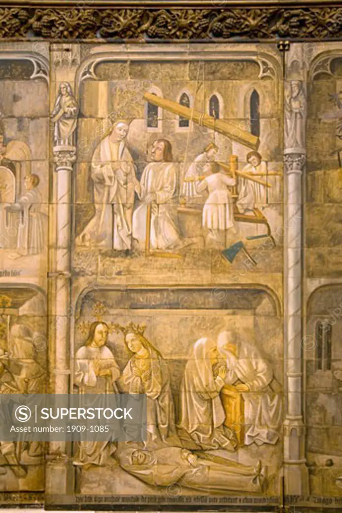 Medieval Wall Paintings interior of Winchester Cathedral Hampshire England United Kingdom GB Great Britain British Isles Europe EU