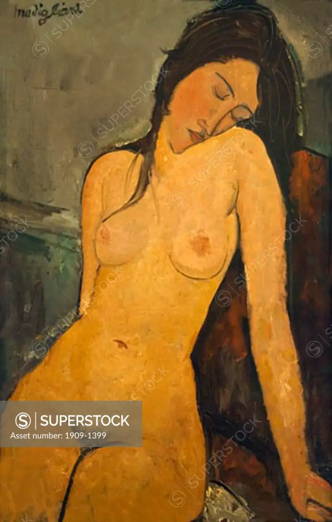 Female Nude painted by Amedeo Modigliani 1916 Courtauld Institute Gallery interior Somerset House London England