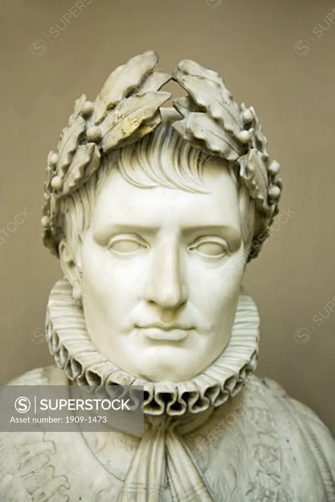 Bust of Napoleon I circa 1850 in the interior of the Lady Lever Gallery in Port Sunlight Model Village Wirral Peninsula Merseyside England UK United Kingdom GB Great Britain British Isles Europe EU