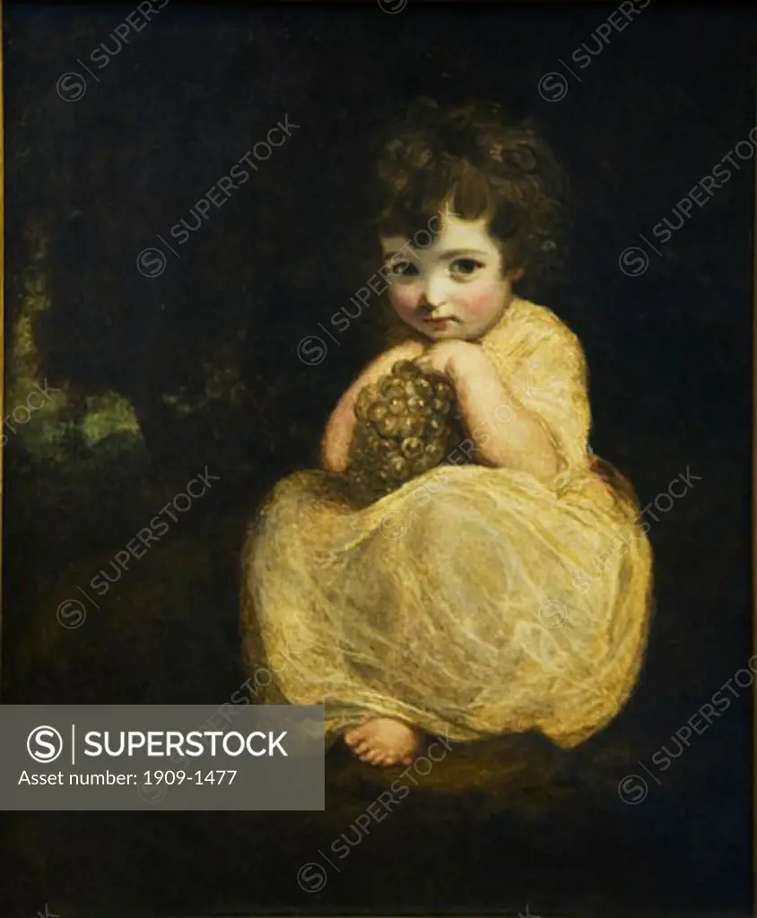 Child with Grapes painted by Sir Joshua Reynolds in the interior of the Lady Lever Gallery in Port Sunlight Model Village Wirral Peninsula Merseyside England UK United Kingdom GB Great Britain British Isles Europe EU