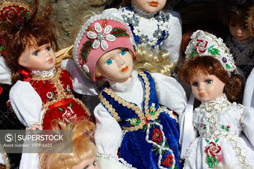 Hungarian dolls wearing local costume Budapest Hungary Europe