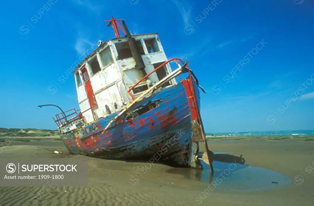 Saunton Sands Tarka Trail Wrecked Ferry North Devon England UK GB United Kingdom Great Britain Europe