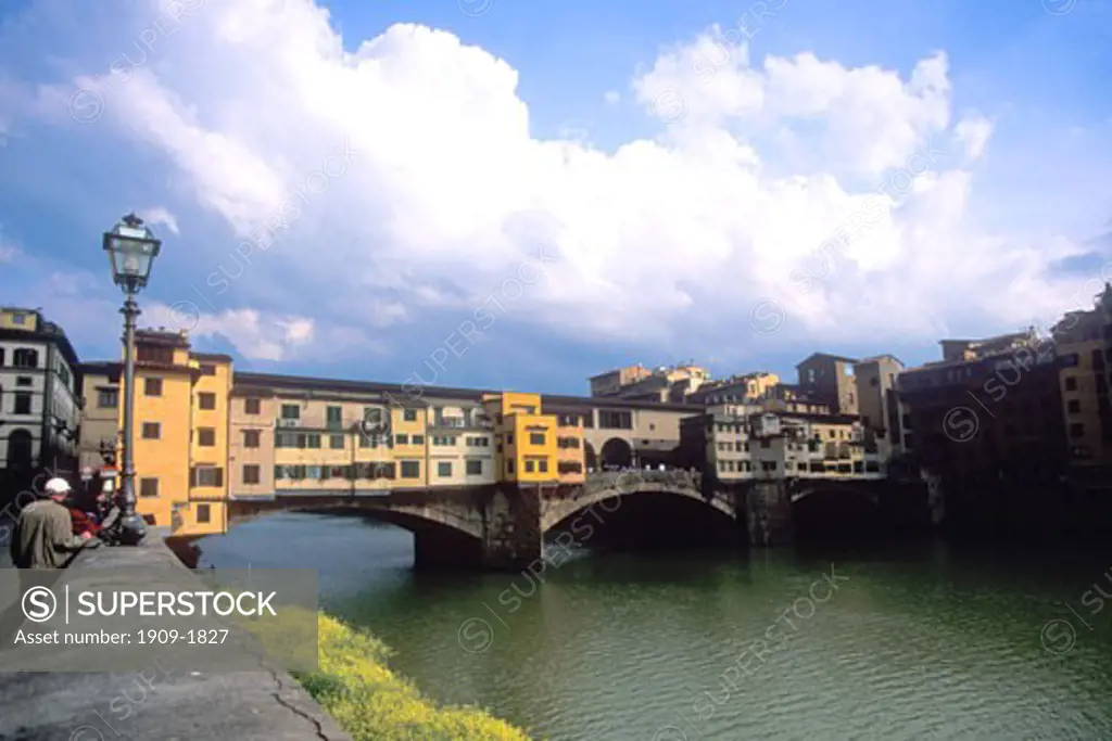 Florence Ponte Vecchio Bridge and River Arno Tuscany Italy Italia Europe