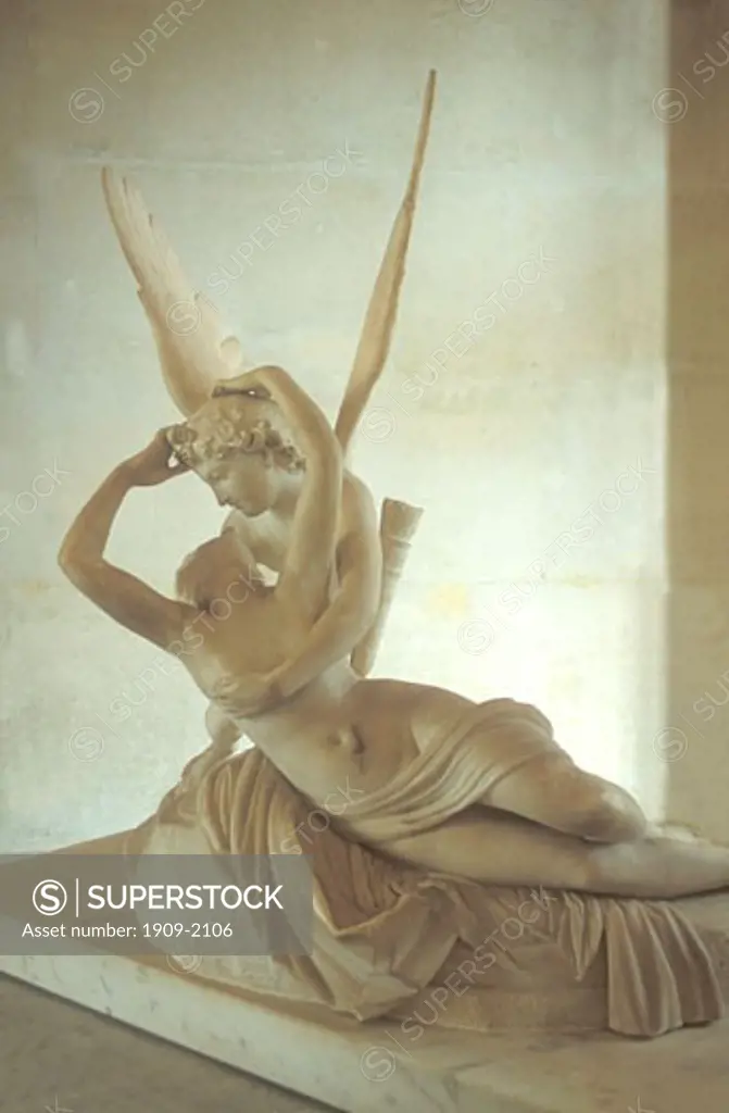 Paris Musee du Louvre Statue of Eros and Psyche Antonia Canova Paris France Europe EU