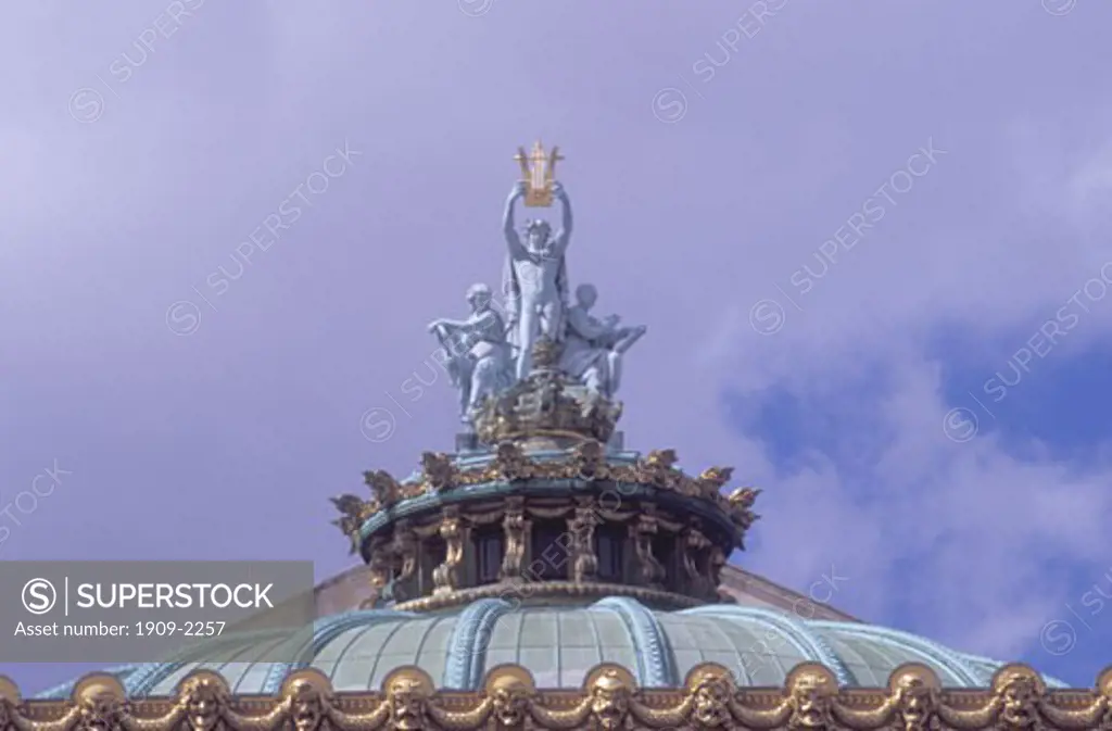 The roof sculptures of the magnificent Opera Garnier  declare music to the heavens Paris France Europe