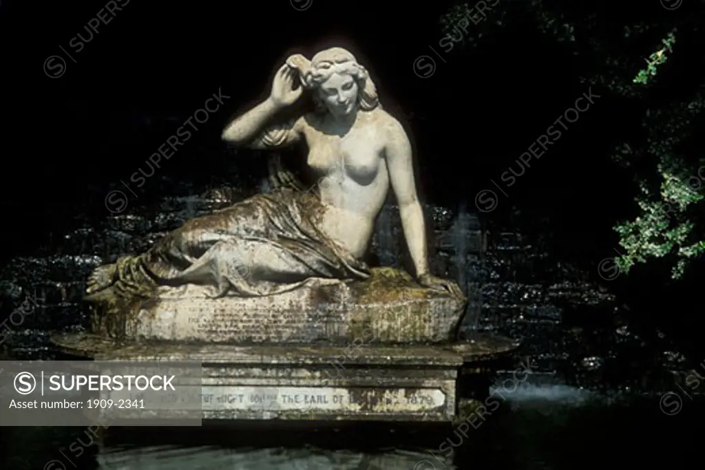 Shrewsbury Quarry Park Statue of Sabrina the Roman Goddess of the River in the Dingle Shrewsbury Shropshire England UK United Kingdom GB Great Britain British Isles Europe EU