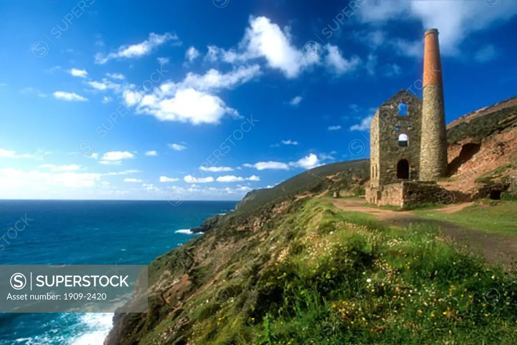 Wheal Coates near St Agnes is a disused tin mine with a derelict engine house on the North Cornish coast Cornwall England UK United Kingdom GB Great Britain British Isles Europe EU