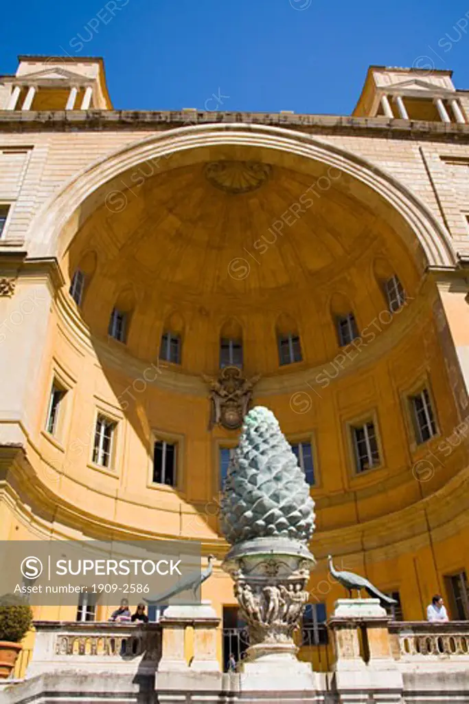 Cortile della Pigna Courtyard of the pine cone in the Vatican Museum in summer sun sunshine Vatican Museum Musei Vaticani Rome Italy Italia
