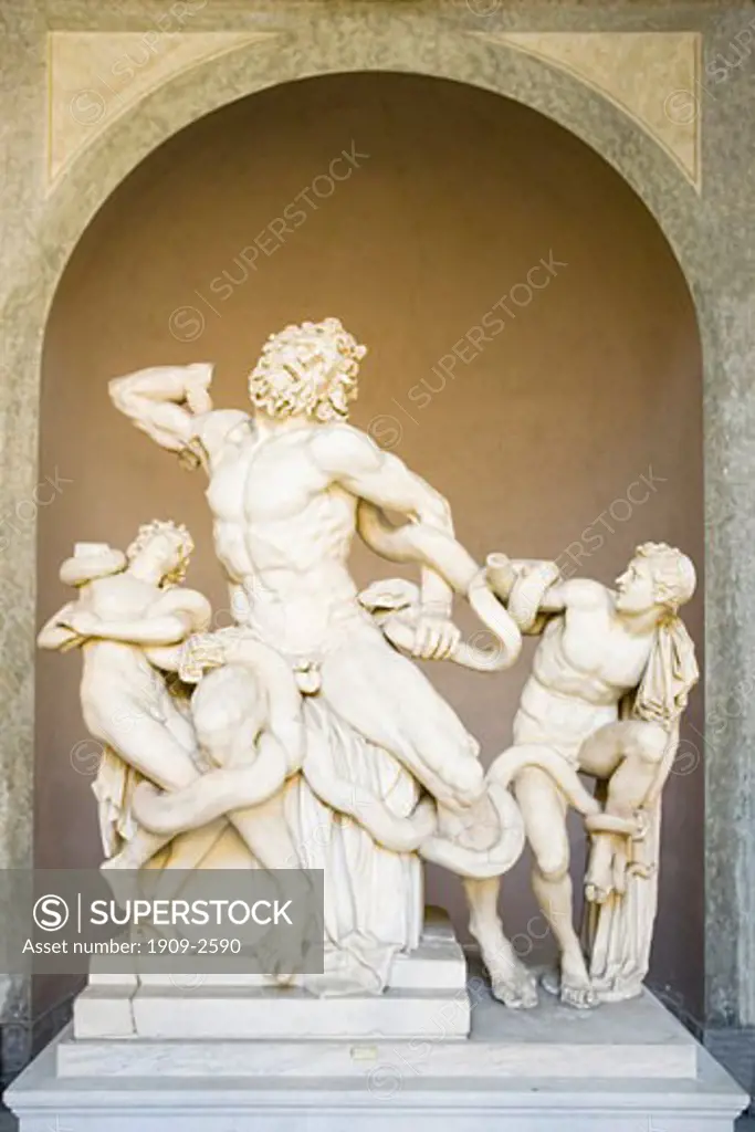 Vatican Museum interior marble statue of Laocoon and his family Greek Mythology Rome Italy Europe EU