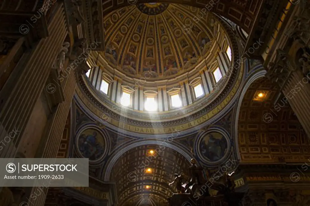 St Peters Peters Basilica interior dome and frescoes The Vatican Rome Italy Europe EU