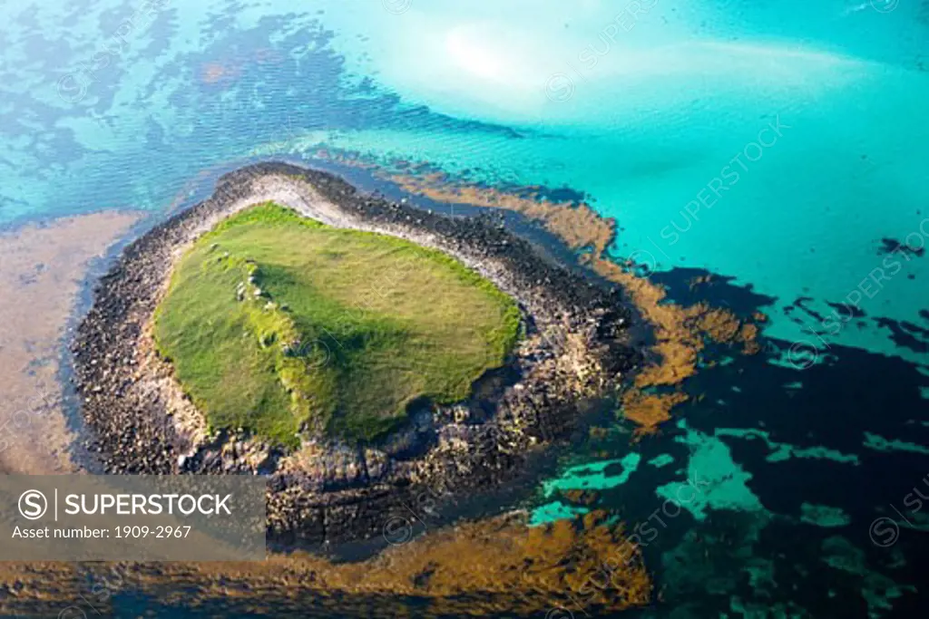Aerial view of small island north of St Martins Isles of Scilly Cornwall England UK United Kingdom GB Great Britain British Isles Europe EU